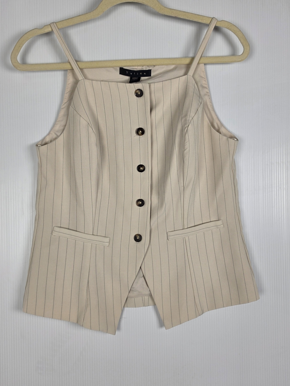 Tullea Cream Pinstripe Button-Front Vest